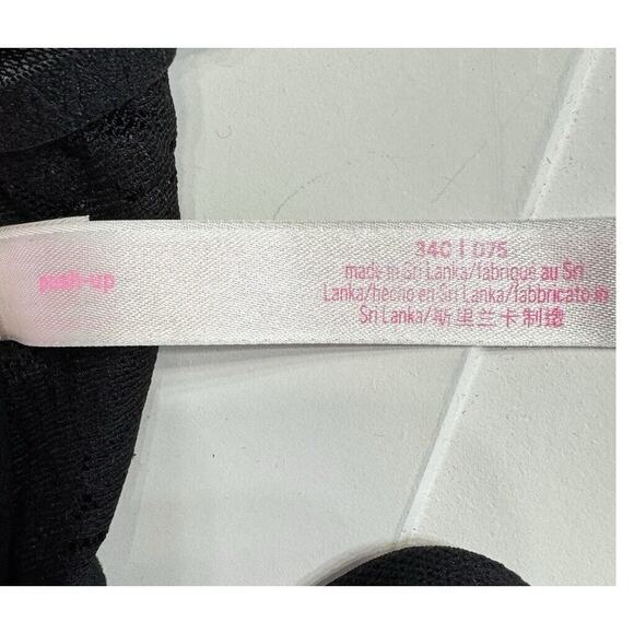 Victorias Secret Black w/ Lace Push Up Padded Bra Size 34C - Picture 4 of 4